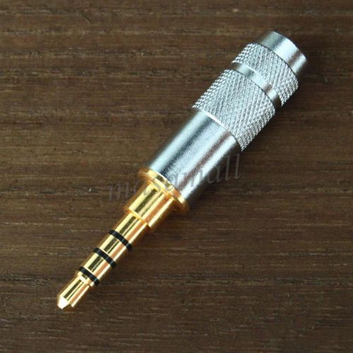 Silver stereo 3.5mm 4 pole  repair headphone jack plug cable audio solder diy for sale
