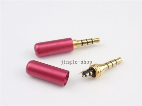 Rose red 3.5mm 4 pole male repair earphones jack plug connector audio soldering for sale