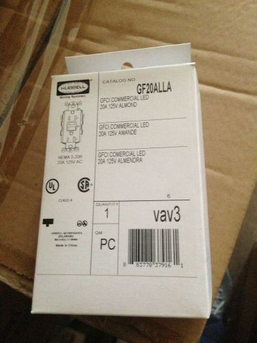 Hubbell GF20ALLA GFCI Commercial LED 20A 125V Almond Nema 5 CASE of 40