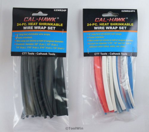 48pc Wire Wrap Heat  Shrink Tubes Assorted Colors Black 6&#034; Electrical Sleeve Lot