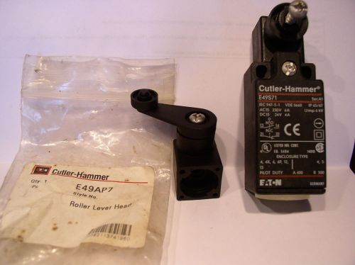 *new* cutler hammer limit switch e49s71 w/ nos spare e49ap7 actuating arm for sale