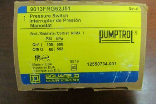 SQUARE D 9013FRG62J51 PUMPTROL Pressure Switch 9013 FRG62 J51
