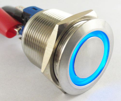 1pc Metal Flat Ring LED Push Button Waterproof Self-Locking Switch  22mm QN22-A1