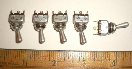 5 Sub-Min Mil Gold Spring Return 2 Pos. Toggle Switches, ARROW HART, Made in USA
