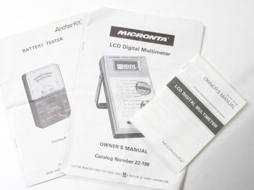 Multimeter and battery tester micronta archerkit  instruction manual - used a15 for sale