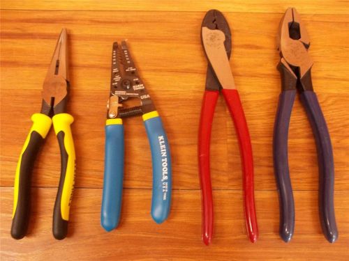 Lot of 4 KLEIN Electrical PLiers Tools J203-8N D213-9NETP 1005 11055 *NEW