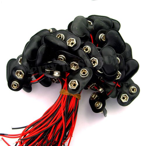 30 pcs 9v pp3 battery snap clip connector t type leads for sale