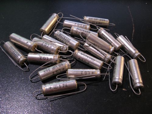 Qty 20 electrolytic capacitor 60uf 20v ns16390-lq2 axial nos vintage 1974 for sale