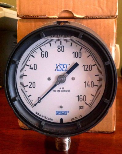 1 wika glycerine 4.5&#034; 160 psi 316 sst thread pressure gauges #9834842 for sale
