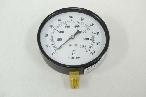 Marsh industrial 0-700kpa pressure 0-100psi 4-1/2in dial 1/4in npt gauge b365475 for sale