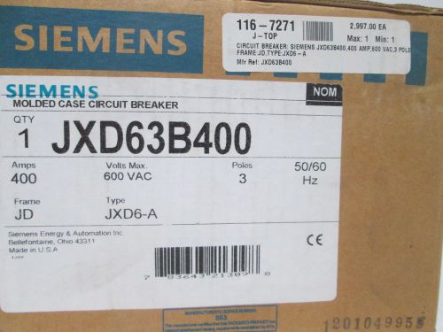 SIEMENS JXD63B400 CIRCUIT BREAKER *NEW IN A BOX*
