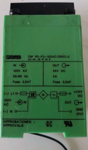 PHOENIX CONTACT CM-90-PS-120/24DC/2 POWER SUPPLY   USED