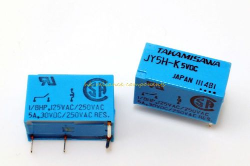 Jy5h-k 5v 5a spdt takamisawa pcb type relays, x2 pcs for sale