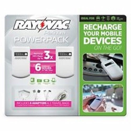 NEW!! SEALED!! Rayovac Recharge Platinum Twin Power Packs, 6 Adapters