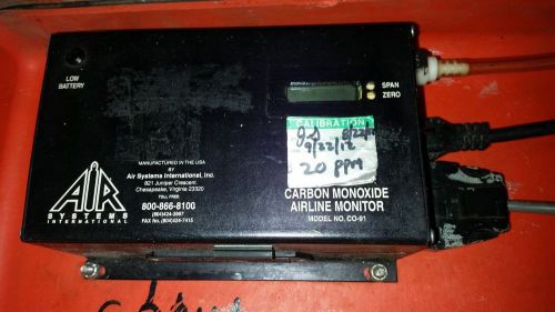 AIR SYSTEMS INTERNATIONAL MODEL BB50-CO CARBON MONOXIDE AIRLINE MONITOR BB-50-CO