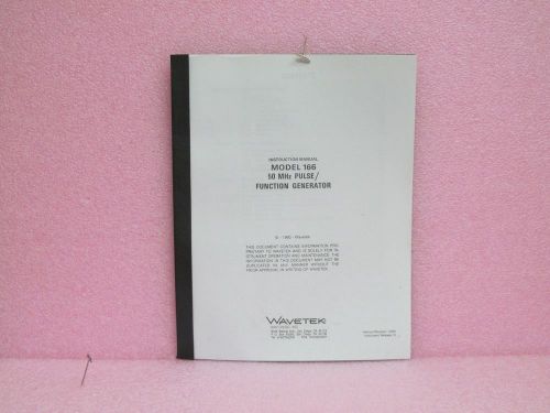 Wavetek Manual 166 50 Mhz Pulse/Function Generator Operating Manual Only (10/82)