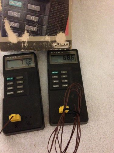 Two fluke model 52 dual type j / k thermocouple thermometers with probes for sale