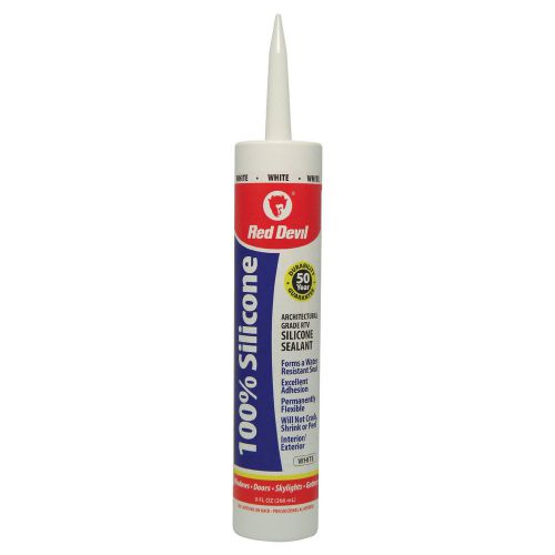 Red Devil 0816 100% Silicone Sealant White Architectural Grade 50 Yr.10 Oz. Cart