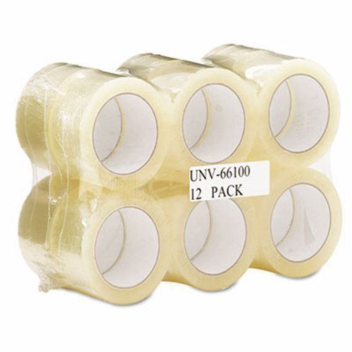 Universal Box Sealing Tape, 2&#034; x 110 yards, 3&#034; Core, Clear, 12/Pack (UNV66100)