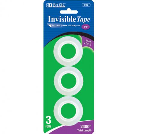 BAZIC 3/4&#034; X 800&#034; Invisible Tape Refill (3/Pack), Case of 12