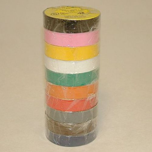 JVCC E-Tape Electrical Tape Rainbow Pack  66 Length x 3/4&#034; Width