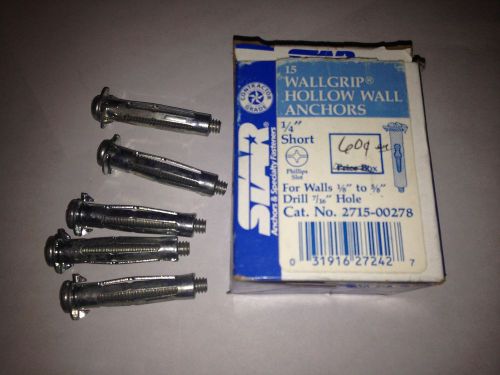 5 star wallgrip hollow wall anchors - for walls 1/8&#039; to 5/8&#034; - 1/4&#034; short for sale