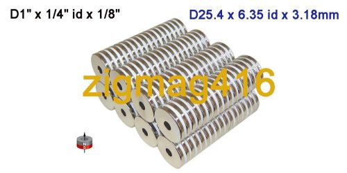 10 pcs of od1&#034; x1/4&#034;id x1/8&#034; neodymium (rare earth) ring magnets for sale