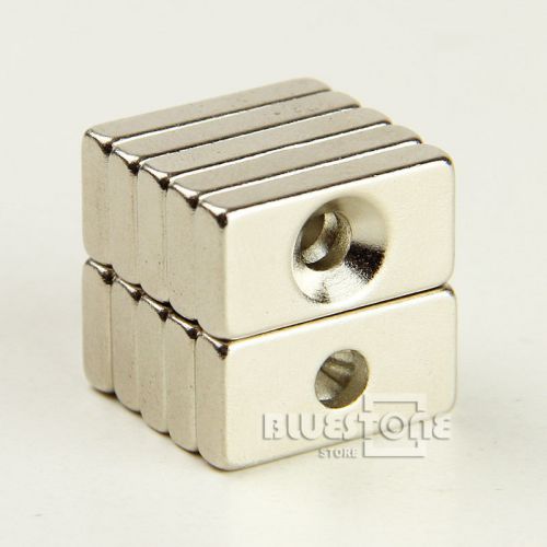 10x Neodymium Block Strong Magnets 20mm x 10mm x 4mm Countersunk Hole 4mm N35
