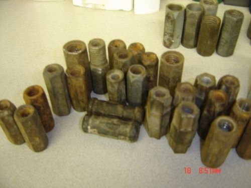 Rod coupling nut,threaded, lot of 59-many sizes   hexagon  miscellaneous brands for sale