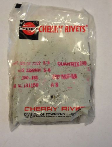 100 each cherry rivets aviation type part no cr 2562 5-6 nas 1399mw 5-6  new! for sale