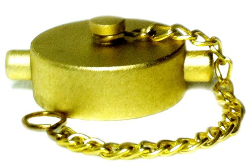 1-1/2&#034; Cap and Chain NST - Brass Plated Cast Aluminum for Fire Hose or Hydrants