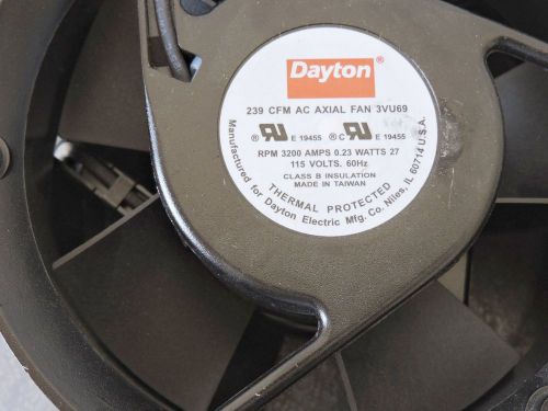 Dayton 3VU69 239 CFM AC Axial Fan 3200 RPM, 0.23 AMPS, 27 WATTS, 115 VOLTS, 60Hz