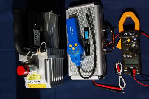 HVAC Tool Kit Deep Vacuum Pump+Refrigerant Leak Detector+True RMS Clamp Ammeter