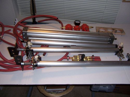 SMC DUAL ACTION PNEUMATIC CYLINDERS 24 INCH WITH CONTROL,FILTER SET UP AND HOSES
