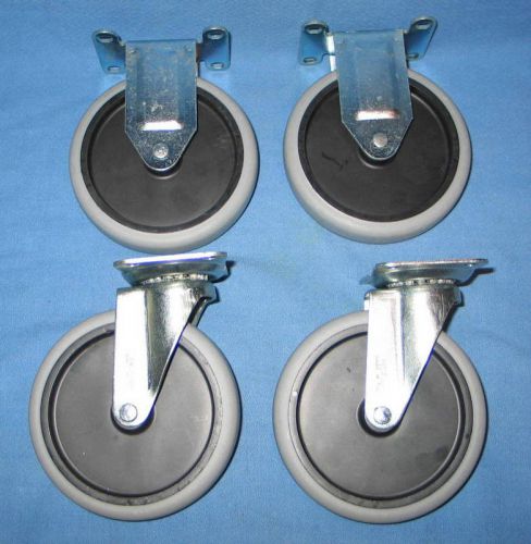 Set of 4 FAULTLESS USA 5&#034;x1&#034; Light Duty Casters 2 Swivel 2 Fixed - NEW