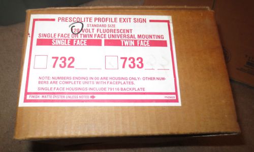Brand new prescolite profile exit sign twin face 20v universal mounting green for sale