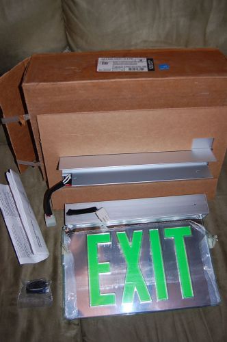 New lithonia lrp2gmr 120/277 precise led edge lit exit sign green double face for sale