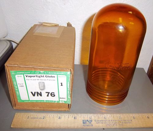 CROUSE-HINDS GLASS GLOBE Amber VN 76 Vapor Tight Globe New in box, nice!