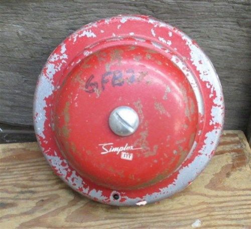 Simplex fire alarm bell heavy duty red metal vintage school siren model 4017-42 for sale