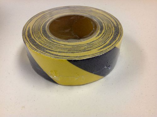 2&#034; X 60&#039; Roll Black Yellow Stripe Anti Slip Non Skid Abrasive Safety Grip Tape