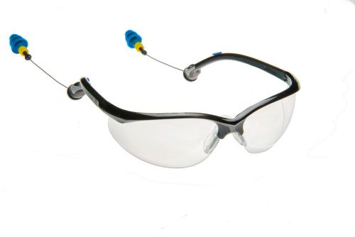 Plugssafety safety glasses (clear) with retractable hearing protection for sale