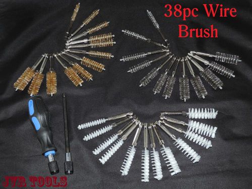 38pc Industrial Quality Wire Brush Set Extra Long Reach Pro Abrasives Tool Kit