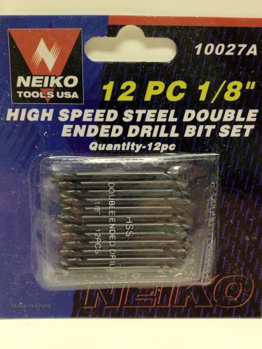 Pack of 12) neiko tools usa double ended high speed 1/8&#034; industrial drill bits for sale