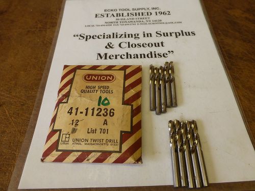 Screw machine drill letter &#034;a&#034; 118 point high speed union usa new 10 pcs $7.00 for sale