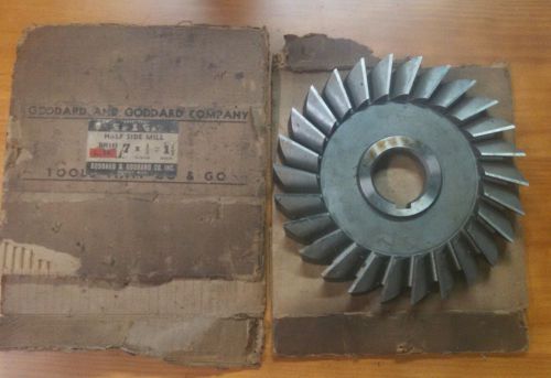 Goddard Half Side Milling Cutter 7&#034; x 3/4&#034; x 1-1/2&#034; Arbor Hole (New-Old Stock)
