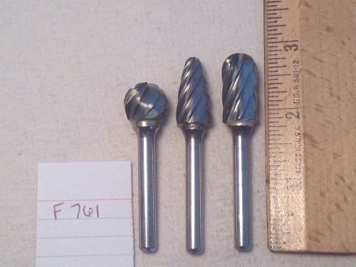 3 NEW 6 MM SHANK CARBIDE BURRS FOR CUTTING ALUMINUM. METRIC. MADE IN USA  {F761}
