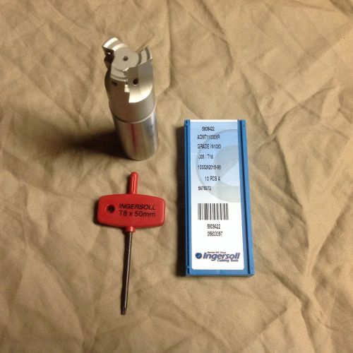 Ingersoll Hi-Pos+ Pak, 1&#034; 3 flute coolant through: 1 cutter, 1 wrench &amp; inserts