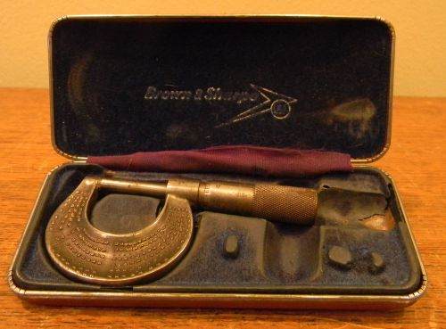 Vintage brown &amp; sharpe micrometer with original case reed small tool works for sale