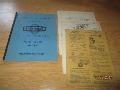 Craftsman Atlas metal lathe original manual and paperwork 101.21400