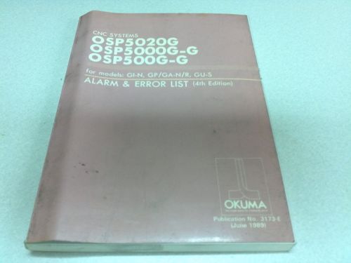 Okuma CNC Systems OSP5020G-OSP5000G-G OSP500G-G Alarm &amp; Error List 4th